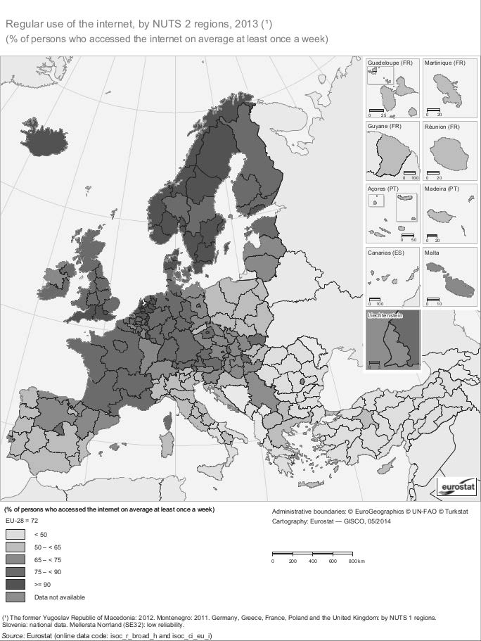 Figura 9 – Uso dell’internet Eurostat, Regional Yearbook 2014