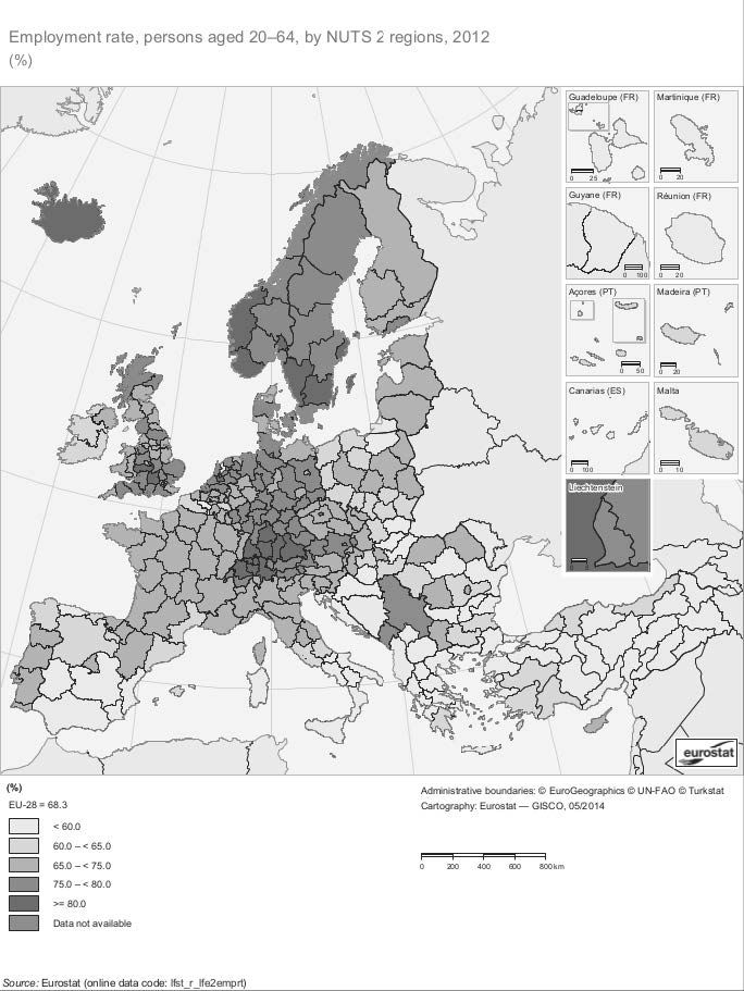 Figura 8 – Tasso di occupazione Eurostat, Regional Yearbook 2014